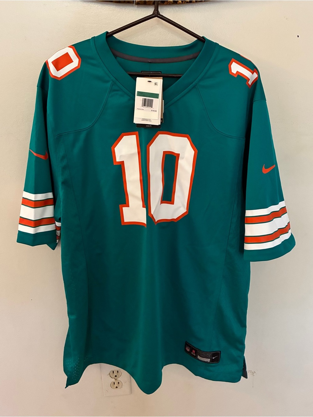 Nike Men’s Teal Football Jersey with White & Orange Accents - #10